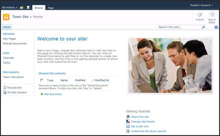 SharePoint 2010 default team site
