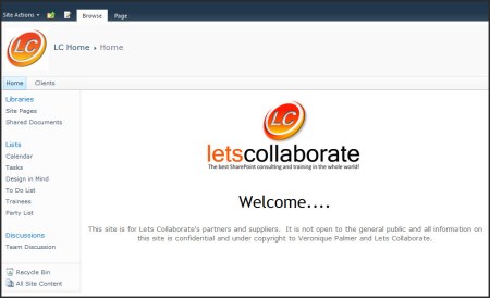 SharePoint 2010 landing page