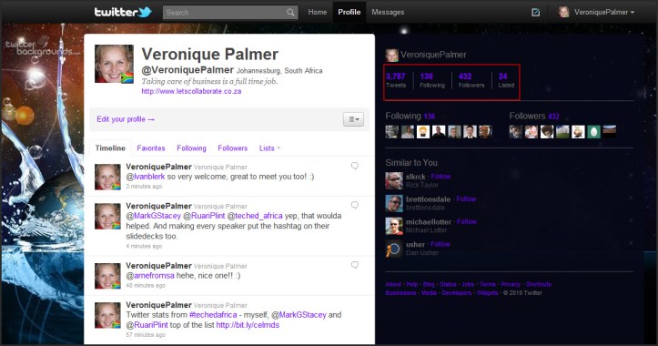 Twitter page Veronique Palmer