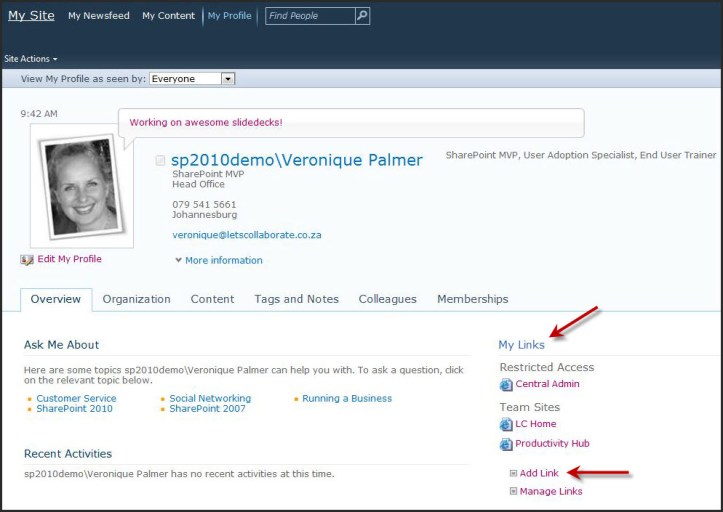 Veronique Palmer My Site Profile