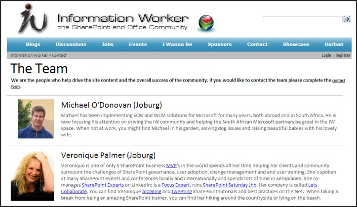 Information Worker Team Leads Michael O'Donovan and Veronique Palmer