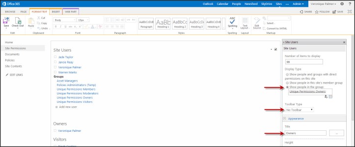 SharePoint 2013 Site Users Web Part Settings
