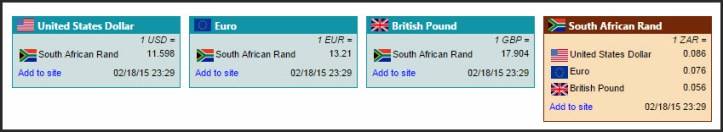 Exchange rate RSS feed widget